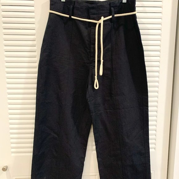 VINCE wide leg ROPE BELT CROPPED PANTS SZ 12 - Picture 3 of 8